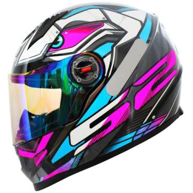Imagem de Capacete Moto Feminino Ls2 FF358 Xdron Cyan Rosa Esportivo, Rosa Azul,