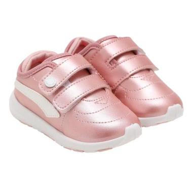 Imagem de Tênis Infantil Menina Pimpolho Metalizado Rosa 0120432C, 16, Rosa