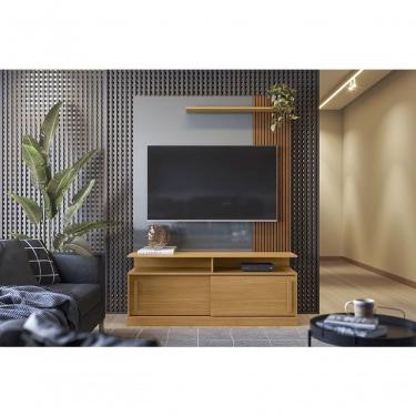 Imagem de Home para TV Chicago 55 136cm MDF com LED Tauari Ripado Cinza Perolizado Lukaliam Móveis