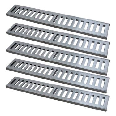Imagem de Kit 5 Ralo Grelha Linear 7011X5GDA Captação de Aguas Pluviais Alumínio Polido Prata GDA Industria e Distribuidora