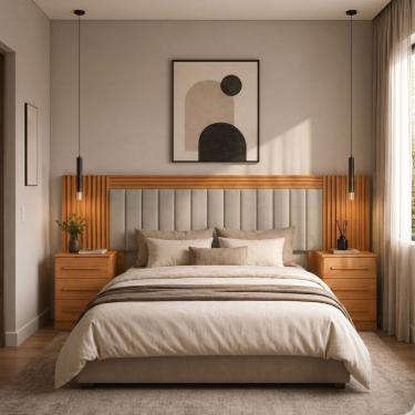 Imagem de Cabeceira Extensivel Casal Queen Genova Ripada Estofada Fixacao no Box Estrutura MDF MDP Cinamomo