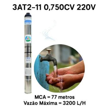 Imagem de Bomba Palito Submersa 3 polos 0,75 HP 3.4 CV Mono 220 V  Alta eficiênc