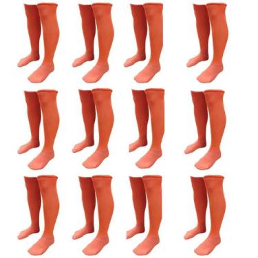 Imagem de Meião De Futebol Delfia Adulto Kit com 12 Pares, Laranja, Único