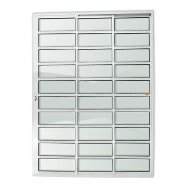 Imagem de Porta de Alumínio de Correr 210x120cm 3 Folhas 1/3 com Travessa e Vidr