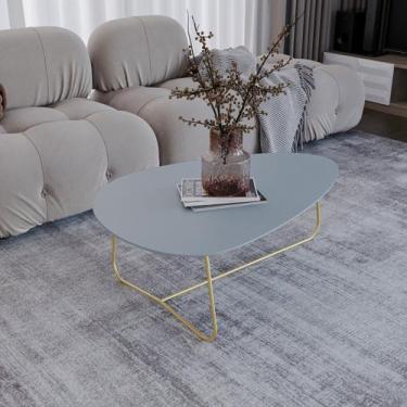 Imagem de Mesa de Centro Trude Organica 35cm x 90cm x 60cm Cinza - Previlege