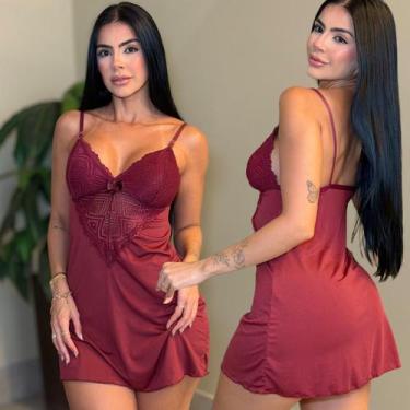 Imagem de Camisola Sensual com renda Hannah Tamanho:GGCor:Vinho - Like4you, GG, 