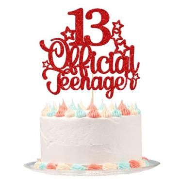 Imagem de Topo de bolo Ephlyn 13 Anos Oficial Teenager com brilho vermelho