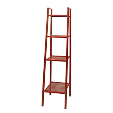 Imagem de Carrinho de cozinha para banheiro, prateleira de armazenamento de metal, suporte de prateleira, organizador de espaço para jardim, varanda, quarto, prateleira, decoração, 4 camadas, prateleiras de vegetais para cozinhas (cor: vermelho)