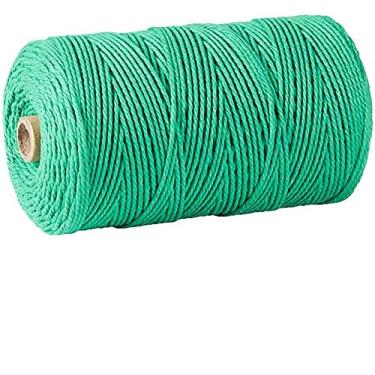 Imagem de Cordão de macramê, 3 mm x 300 m (cerca de 200 m) 100% algodão natural corda macia não manchada para pendurar plantas artesanais para pendurar na parede (verde claro)