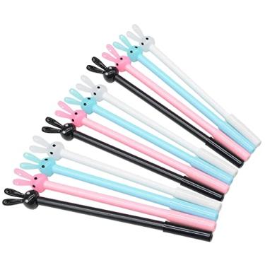 Imagem de Yansanido Caneta de escrita fluente, 12 peças de 0,5 mm de tinta preta em forma de orelha de coelho bola de tinta de gel fofa para estudantes e materiais de escritório escolares (orelha de coelho)