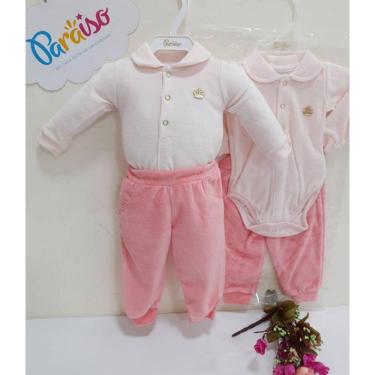 Imagem de Conjunto Luxo Plush Inverno Paraiso Bebe Menina C/ Body 8290