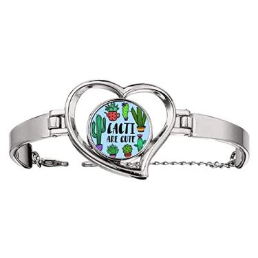 Imagem de N/A N/A Cacti are Cute Cactus Art Deco Bracelete Fashion Joia Coração Pulseira Arame, medium, metal