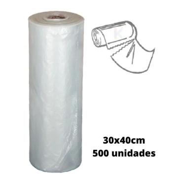 Imagem de Bobina Plástica Picotada Transparente 500 Unidades 30X40Cm