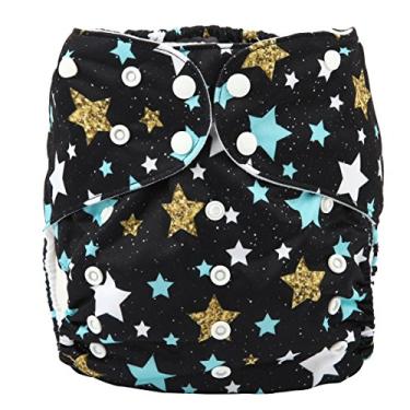 Imagem de Sigzagor 2 a 7 anos júnior fralda de tecido grande, fralda, bolso reutilizável lavável, bebê infantil (estrelas)