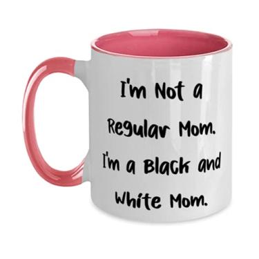 Imagem de Presentes de gato preto e branco para amigos, I'm Not a Regular Mom I'm a Black and Cute Black and White Cat Two Tone Caneca de 325 ml, Cup From Friends