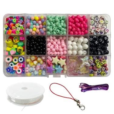 Imagem de Kit Miçangas Coloridas com Letras Para Montar Pulseiras Strap Phone chaveiros 1250pçs