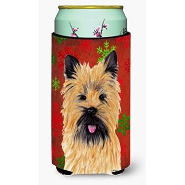 Imagem de Cairn Terrier Snowflakes Holiday Christmas Tall Boy Beverage Insulator Beverage Insulator Hugger