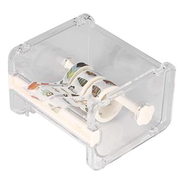 Imagem de Suporte de fita de rolo transparente, dispensador de fita washi para fita adesiva washi adesivos diy dispensador de fita de embalagem de escritório dispensador de estapelabel Branco