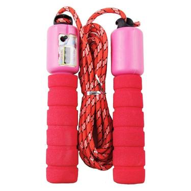 Imagem de Corda de Pular com Contador de Giros Exercício Funcional Crossfit Academia Fitness Rosa