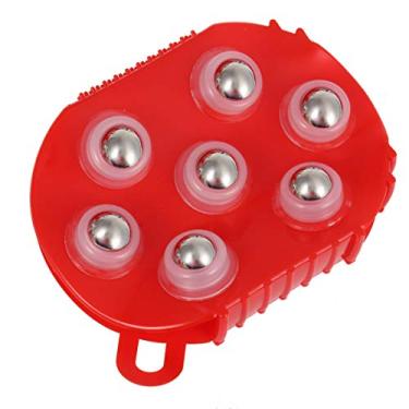 Imagem de YARNOW Luva de massagem de mão de silicone, massageador corporal, ferramenta de massagem de mão com sete bolas para braço corporal (vermelho)