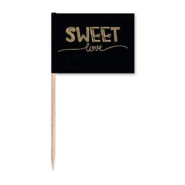 Imagem de Doce amor com citações douradas para palito de dentes marcadores para decoração de festa
