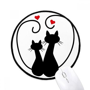 Imagem de DIYthinker Cat Lovers Sihouette Animal Valentine Mouse Pad Desktop Office Tapete Redondo para Computador