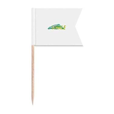 Imagem de Bandeiras de palito de dente em forma de baleia esqueleto para marcação de rotulagem para bolo de festa prato de queijo
