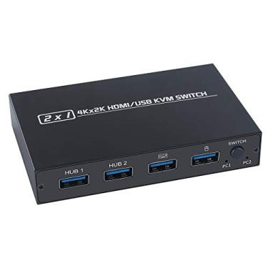Imagem de ZEYUAN AM-KVM 201CL 2 em 1 HDMI/USB KVM Switch Suporte HD 2K * 4K 2 hosts compartilham 1 monitor/teclado e conjunto de mouse