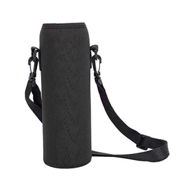 Imagem de Porta-garrafas de água, porta-garrafas de água com isolamento, capa de bolsa, alça de ombro ajustável de 1 litro, bolsa para garrafa de água de viagem(Black)