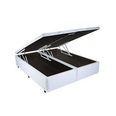 Imagem de Cama Box Baú Queen em Corino Branco com Pistão - 158x198