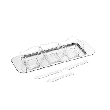 Imagem de Conjunto Petisco Vision 7 Pecas 1 bandeja, 3 petisqueiras, 3 espátulas em Aco Inox e PS - Forma