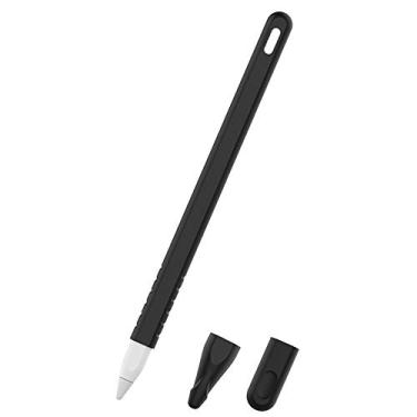 Imagem de Novo estojo de silicone antiqueda e antiderrapante para caneta de silicone TwiHill para Apple Pencil 2ª geração (Preto)