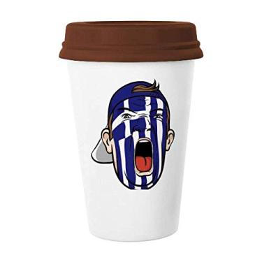 Imagem de Bandeira da Grécia, cabeça de maquiagem facial, gorro, caneca de vidro de cerâmica para copo de café
