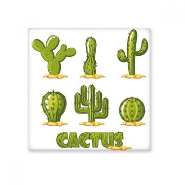 Imagem de Adesivo brilhante de azulejo de cerâmica com padrão de cacto de plantas suculentas em vaso