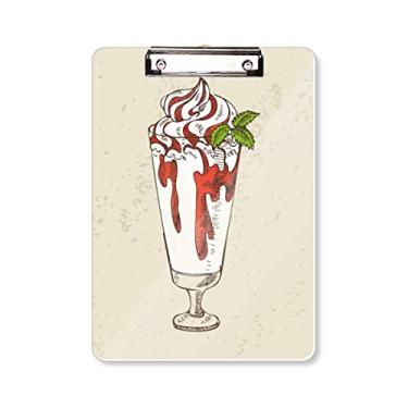 Imagem de Cup Leaves Placa de suporte para pasta de sorvete vermelha branca A4