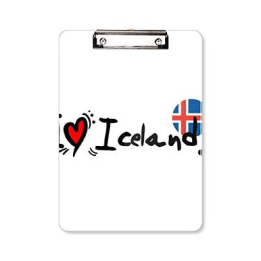 Imagem de I Love Iceland Palavra Bandeira Love Coração Ilustração Prancheta Pasta Bloco de Escrita Placa de Apoio A4