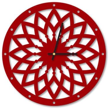 Imagem de Relógio De Parede Decorativo Premium Mandala Vazado Vermelho - Prego E
