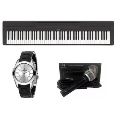 Imagem de Kit Piano Digital Yamaha P45 Microfone E Relógio Dk11182-6