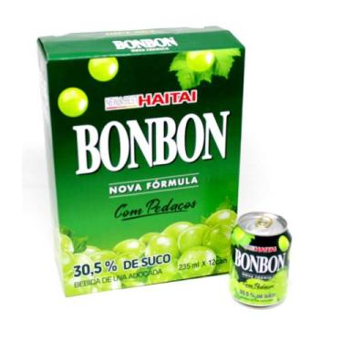 Imagem de Caixa De Suco De Uva Verde Com Pedaços Da Fruta Bon Bon Haitai - 12 Un