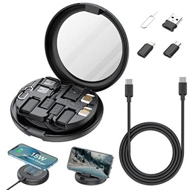 Imagem de BUDI Carregador sem fio de 15 W, caixa multifuncional 12 em 1, cartão de 91 cm, espelho de vaidade, carregamento USB tipo C e conector de conversão de alumínio leve USB C para USB A, para carregamento de viagem, transferência de dados de PC
