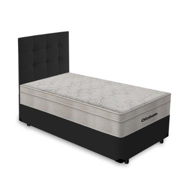 Imagem de Box + Cabeceira Cassis e Colchão Solteiro- Ortobom- AirTech SpringPocket- 88x188x65cm Preto