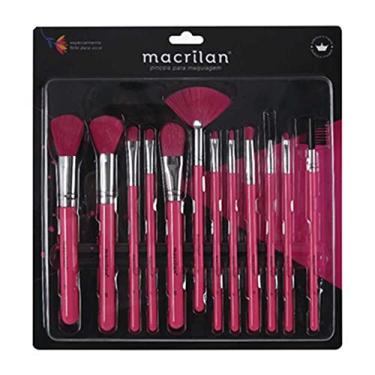 Imagem de Macrilan Kit Com12 Pincéis Para Maquiagem En001 Rosa Neon – - Rosa