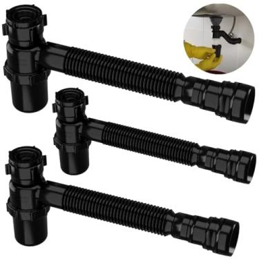 Imagem de Sifão Sanfonado Com Copo 49cm Preto | Astra | Kit C/ 3 Un