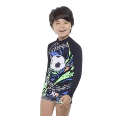 Imagem de Camiseta Para Nadar Manga Longa Infantil Masculina Moda Praia Siri Kid