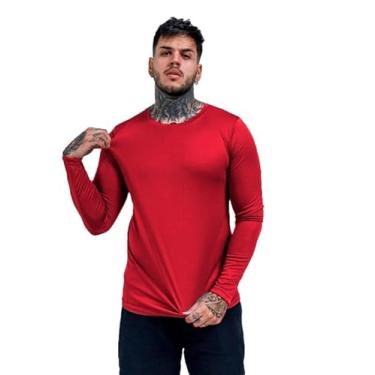 Imagem de Camisas Camiseta Proteção Uv 50+ Segunda Pele Térmica Masculina (M, Vermelho)