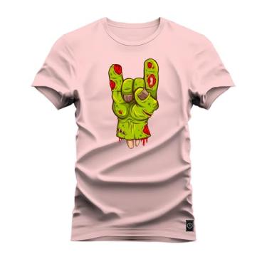 Imagem de Camiseta Plus Size Premium Malha Confortável Estampada The Rock Show Rosa G1