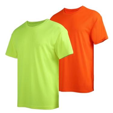Imagem de LeeHanTon Camiseta masculina de manga curta para academia e treino casual, Pacote com 2, amarelo e laranja, GG