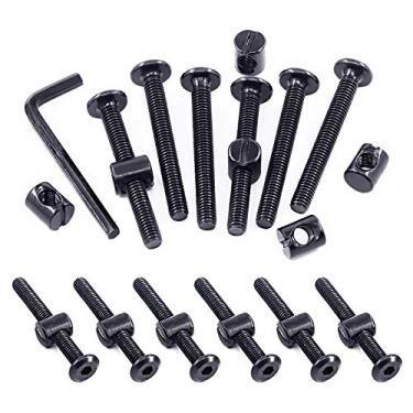 Imagem de Swpeet 25 peças de parafusos pretos M6 × 50 mm para berço, cabeça sextavada, parafuso para cama de bebê e porcas cilíndricos com 1 chave Allen perfeita para móveis, berços, parafusos (M6 x 50 mm)