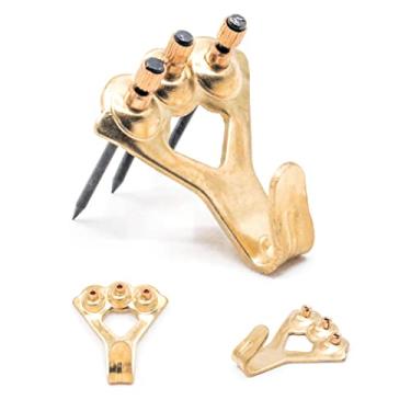 Imagem de Ganchos para porta-retratos resistentes suportam até 45 kg – Pacote com 10 com pregos | Ganchos para pendurar quadros para drywall – Ferragens para pendurar espelho – Cabides para parede de gesso