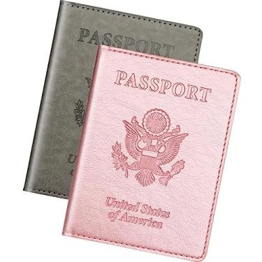 Imagem de Herain Suporte de passaporte, capa de passaporte, carteira de passaporte, para homens e mulheres, capa de passaporte, protetor de livro de passaporte, combo de porta-cartão de passaporte e vacina